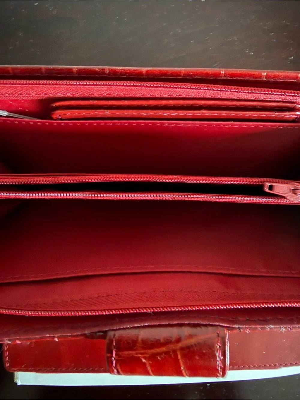 NWT-D Vintage Charter Club All-In-One Red Croc Leather Clutch Wallet READ Desc